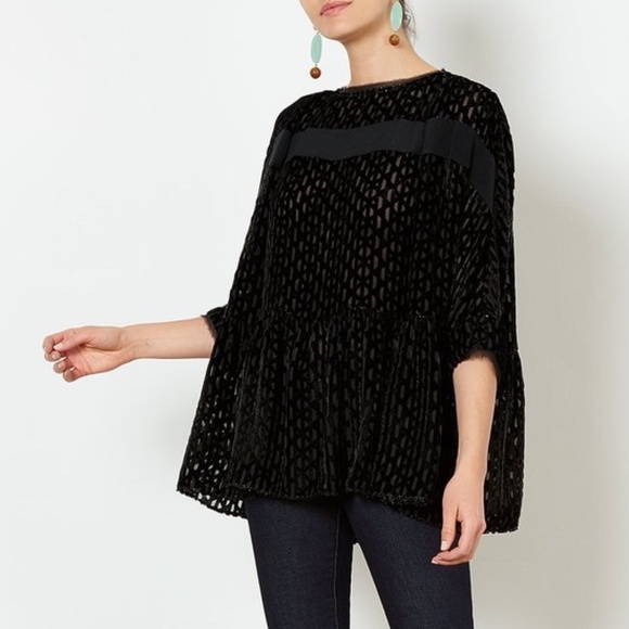 NWOT Rachel Comey Reunion Top in Black Burnout Lurex Velvet Size 6 - Picture 3 of 11